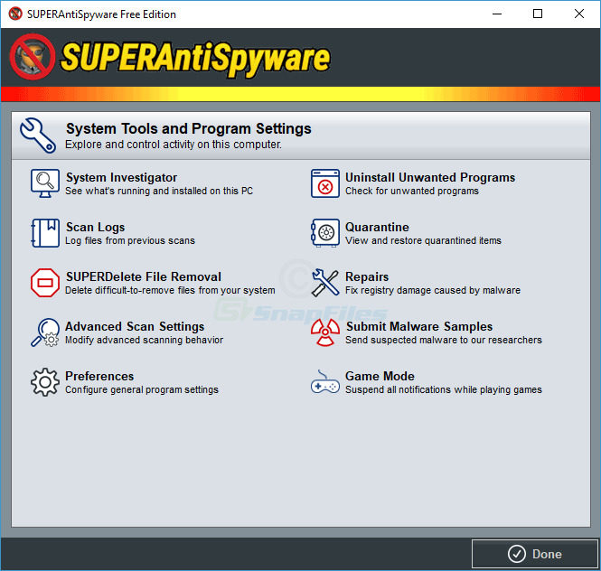 screenshot of SUPERAntiSpyware Free
